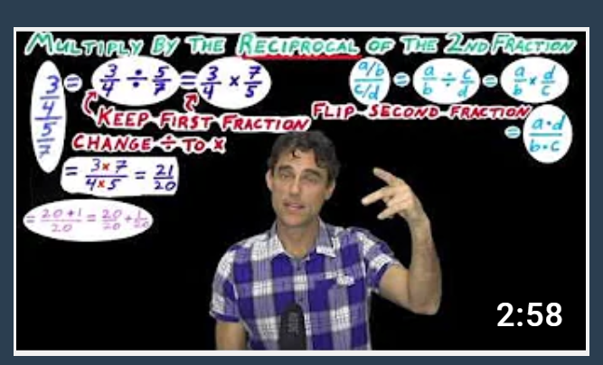 Dividing fractions video